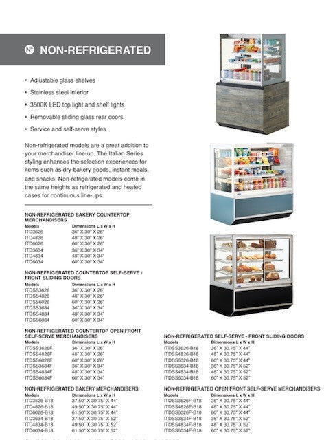 Federal Industries (ITD3626-B18)-Non-Refrigerated- 36" Full Service Case w/Straight Glass 120V