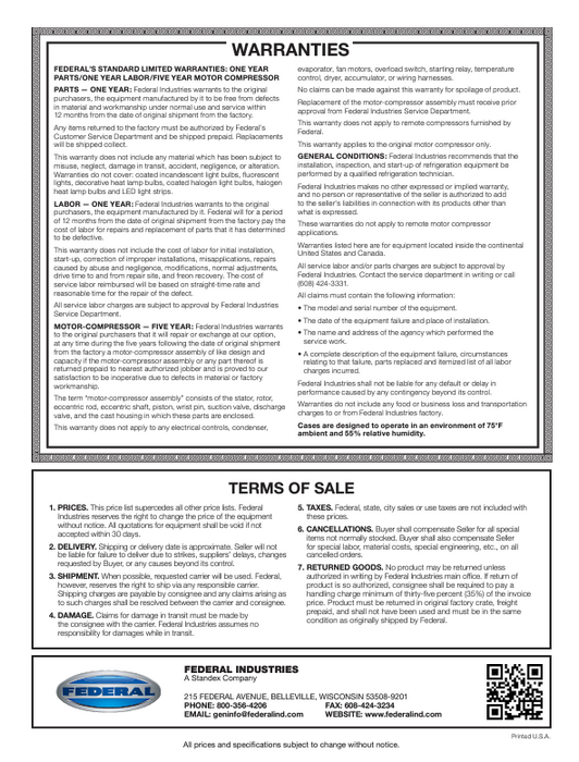 Federal Industries (ITDSS6026-B18)-Non-Refrigerated-(Sliding Doors on Front) 60" Self Service Case w/Straight Glass 120V