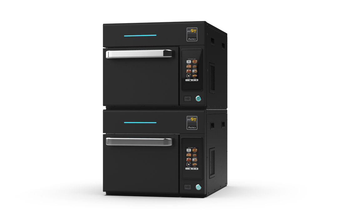 Prática Fit ST Black Double-Stacked Single Electric Ventless High-Speed Commercial Rapid Cook Oven, Countertop Design - Donut-Equipment.com
