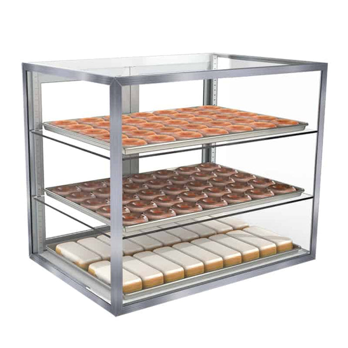 Jahabow 9200 Series 29"L x 20"D x 32"H Countertop Bakery Display Case – Aluminum, Tempered Glass, w/ 2 Shelves, Non-Refrigerated