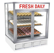 Jahabow 92500 Series 31"L x 24"D x 36"H Countertop Donut/Pastry Display Case – Aluminum, Tempered Glass, w/ 3 Shelves, Non-Refrigerated - Donut-Supplies.Com