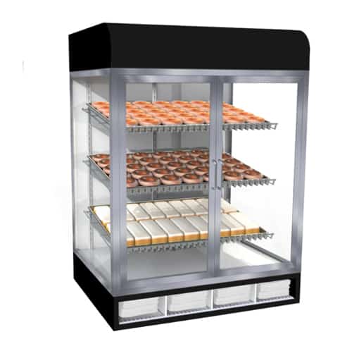 Jahabow 99342 Series 31"L x 24"D x 42-1/2"H Countertop Bakery Display Case – Aluminum, Tempered Glass, w/ 3 Shelves, Non-Refrigerated - Donut-Supplies.Com