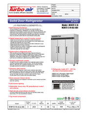 Turbo Air M3R72-3-N M3 Series 78" Solid Door Stainless Steel Reach-In Refrigerator - Donut-Supplies.Com