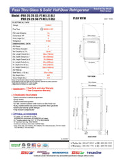 Turbo Air PRO-26-2R-GS-PT-N 28 3/4" One Section Pass Thru Refrigerator, (2) Glass Doors, (2) Solid Doors, Right Hinge, 115v - Donut-Equipment.com