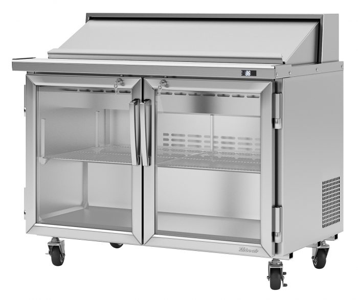 Turbo Air PST-48-G-N 48 1/4" PRO Glass Door Series Sandwich/Salad Prep Table w/ Refrigerated Base - Donut-Equipment.com