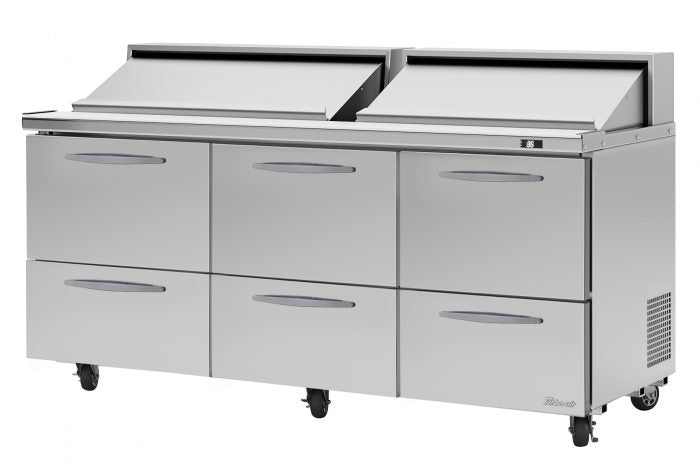 Turbo Air PST-72-D6-N 72 5/8" PRO Series Sandwich/Salad Prep Table w/ Refrigerated Base - Donut-Equipment.com
