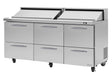 Turbo Air PST-72-D6-N 72 5/8" PRO Series Sandwich/Salad Prep Table w/ Refrigerated Base - Donut-Equipment.com