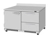 Turbo Air PWR-48-D2R(L)-FB-N 48 1/4" Worktop Refrigerator w/ (2) Sections, 2 Drawers & 1 Solid Door, Front Breathing - Donut-Supplies.Com