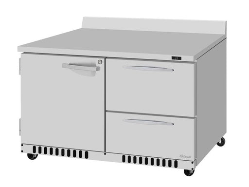 Turbo Air PWR-48-D2R(L)-FB-N 48 1/4" Worktop Refrigerator w/ (2) Sections, 2 Drawers & 1 Solid Door, Front Breathing - Donut-Supplies.Com