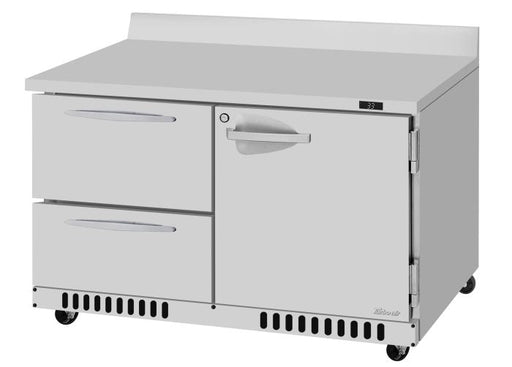 Turbo Air PWR-48-D2R(L)-FB-N 48 1/4" Worktop Refrigerator w/ (2) Sections, 2 Drawers & 1 Solid Door, Front Breathing - Donut-Supplies.Com
