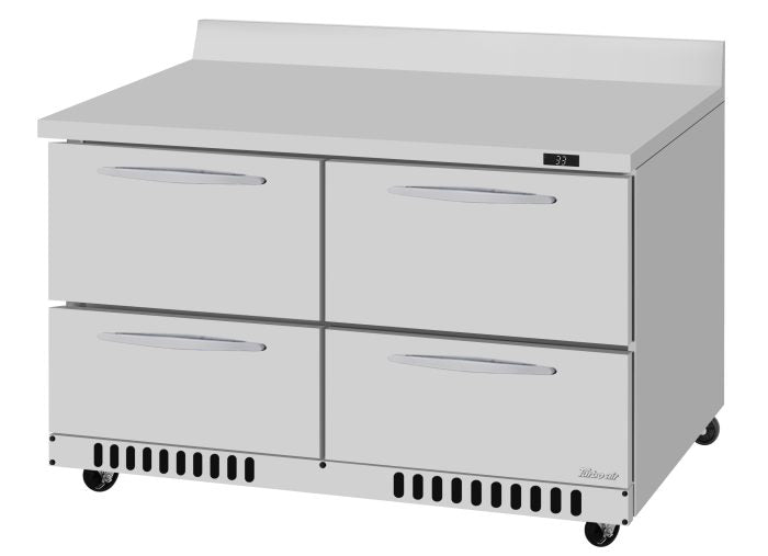 Turbo Air PWR-48-D4-FB-N 48 1/4" Worktop Refrigerator w/ (2) Sections, 4 Drawers, Front Breathing - Donut-Supplies.Com