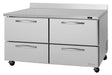 Turbo Air PWR-60-D4-N 60 1/4" Worktop Refrigerator w/ 2 Sections, 4 Drawers - Donut-Supplies.Com