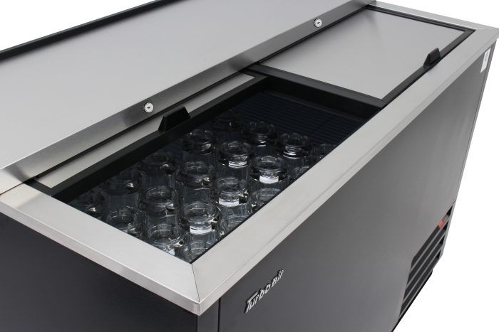 Turbo Air TBC-50SB-GF-N 50" 2-Section Glass Chiller – 140 Mug Capacity, Black, 115v - Donut-Equipment.com