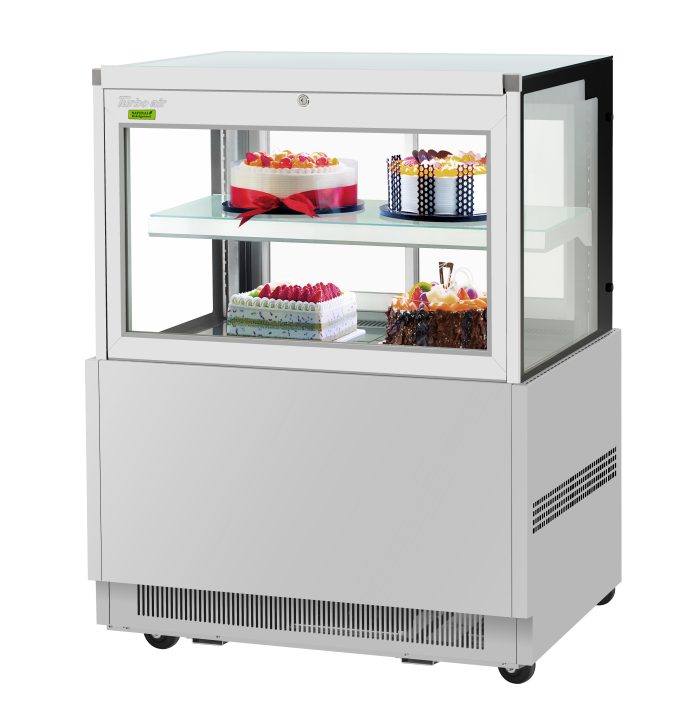 Turbo Air TBP36-46FN-S 35 3/8" Straight Glass Refrigerated Bakery Display Case, 2 Levels, Stainless Steel, 115v - Donut-Equipment.com