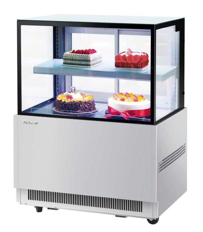 Turbo Air TBP36-46NN-S 35-3/8" Straight Glass Full-Service Bakery Display Case, 2 Levels, Stainless Steel Exterior, 115v - Donut-Equipment.com