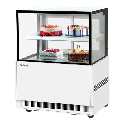Turbo Air TBP36-46NN-W 35-3/8" Refrigerated Straight Glass Full-Service Bakery Display Case, 2 Levels, White Exterior, 115v - Donut-Supplies.Com
