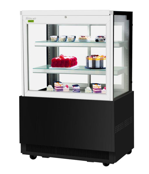Turbo Air TBP36-54FN-B 35-3/8" Straight Glass Refrigerated Bakery Display Case, 3 Levels, Black Exterior, 115v - Donut-Supplies.Com