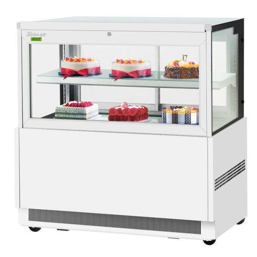 Turbo Air TBP48-46FN-W 47-1/4" Straight Glass Refrigerated Bakery Display Case, 2 Levels, White Exterior, 115v - Donut-Supplies.Com