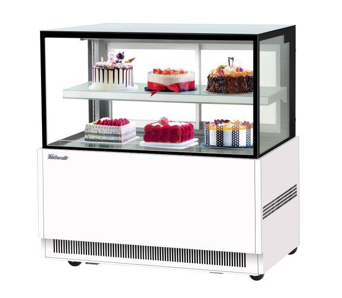 Turbo Air TBP48-46NN-W 47-1/4" Refrigerated Straight Glass Full-Service Bakery Display Case, 2 Levels, White Exterior, 115v - Donut-Equipment.com