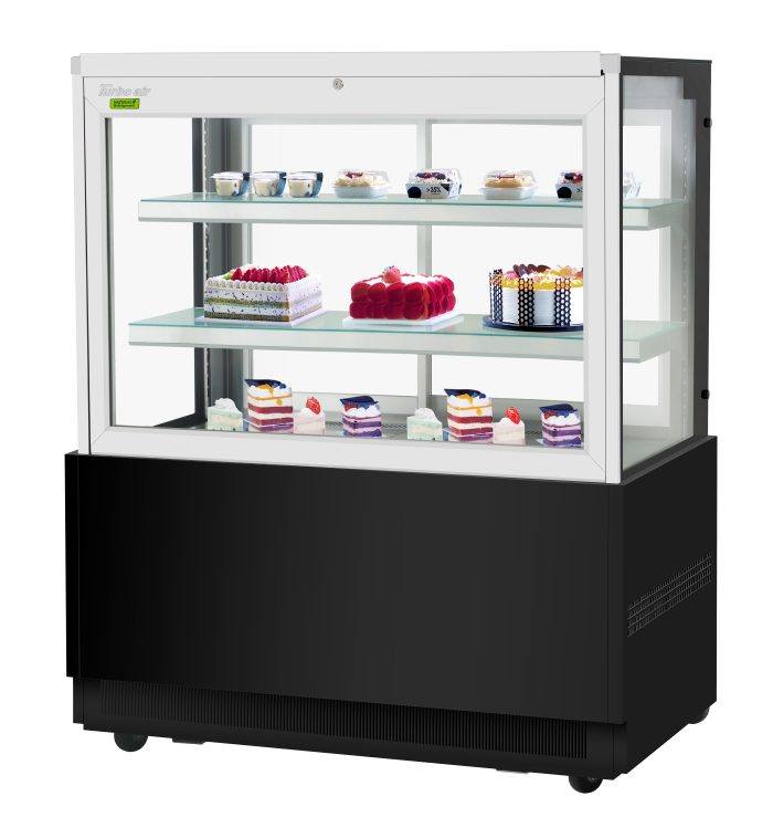 Turbo Air TBP48-54FN-B 47-1/4" Straight Glass Refrigerated Bakery Display Case, 3 Levels, Black Exterior, 115v - Donut-Equipment.com
