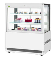 Turbo Air TBP48-54FN-W 47-1/4" Straight Glass Refrigerated Bakery Display Case, 3 Levels, White Exterior, 115v - Donut-Equipment.com