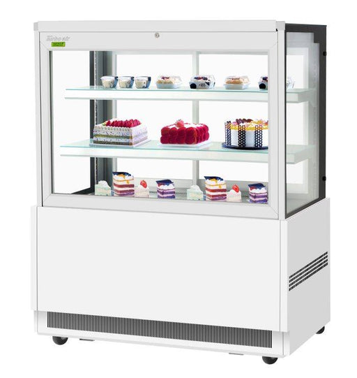 Turbo Air TBP48-54FN-W 47-1/4" Straight Glass Refrigerated Bakery Display Case, 3 Levels, White Exterior, 115v - Donut-Supplies.Com
