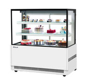 Turbo Air TBP60-54NN-W 59" Straight Glass Full-Service Bakery Display Case, 3 Levels, White Exterior, 115v - Donut-Equipment.com