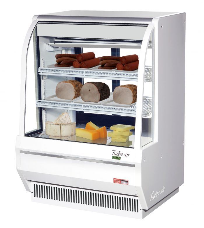 Turbo Air TCDD-36H-W-N 36" Curved Glass Full-Service Deli Display Case, 3 Levels, White Exterior, 115v - Donut-Equipment.com