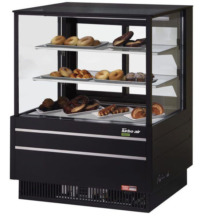 Turbo Air TCGB-36UF-DR-B 36" Straight Glass Full-Service Dry Bakery Display Case, 3 Levels, Black Exterior, 115v - Donut-Supplies.Com