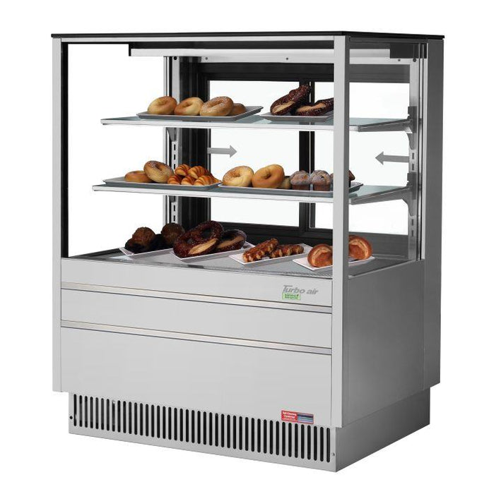 Turbo Air TCGB-36UF-DR-S 36" Straight Glass Full-Service Dry Bakery Display Case, 3 Levels, Stainless Steel Exterior, 115v - Donut-Supplies.Com