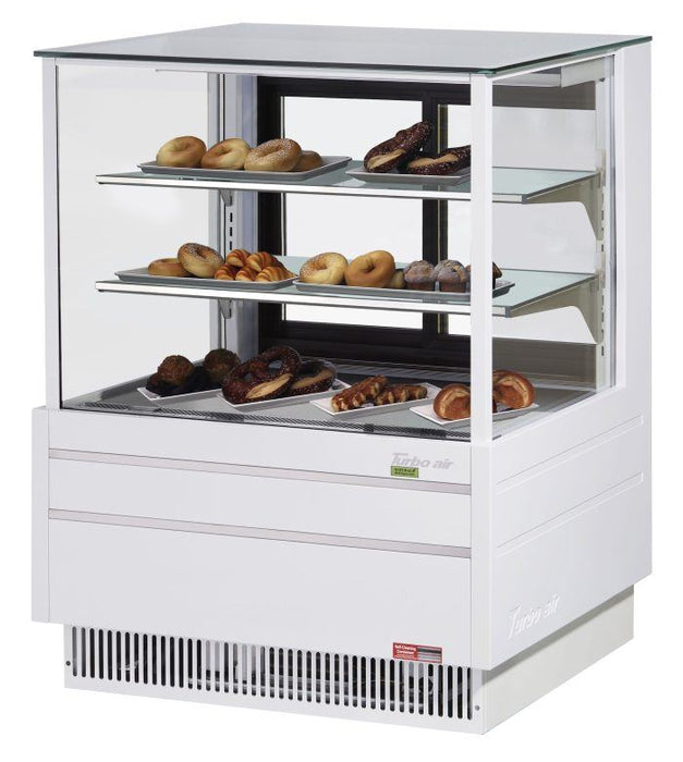Turbo Air TCGB-36UF-DR-W 36" Straight Glass Full-Service Dry Bakery Display Case, 3 Levels, White Exterior, 115v - Donut-Supplies.Com