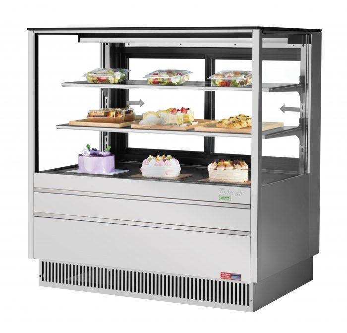 Turbo Air TCGB-48UF-S-N 47-7/8" Refrigerated Straight Glass Full-Service Bakery Display Case, 3 Levels, Stainless Steel Exterior, 115v - Donut-Supplies.Com
