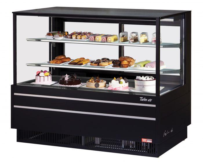 Turbo Air TCGB-60UF-B-N 60-1/2" Refrigerated Straight Glass Full-Service Bakery Display Case, 3 Levels, Black Exterior, 115v - Donut-Supplies.Com