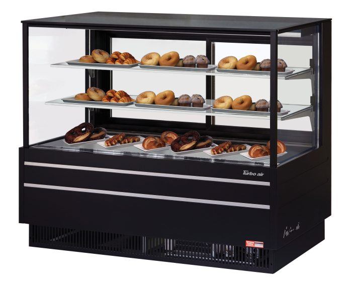 Turbo Air TCGB-60UF-DR-B 60" Straight Glass Full-Service Dry Bakery Display Case, 3 Levels, Black Exterior, 115v - Donut-Supplies.Com