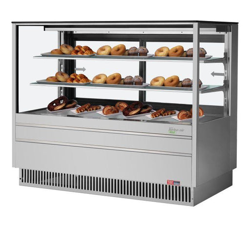 Turbo Air TCGB-60UF-DR-S 60-1/2" Straight Glass Full-Service Dry Bakery Display Case, 3 Levels, Stainless Steel Exterior, 115v - Donut-Supplies.Com