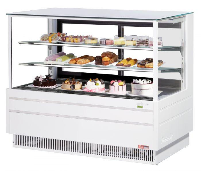 Turbo Air TCGB-60UF-W-N 60-1/2" Refrigerated Straight Glass Full-Service Bakery Display Case, 3 Levels, White Exterior, 115v - Donut-Supplies.Com