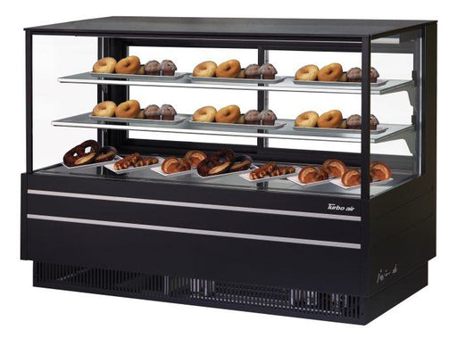 Turbo Air TCGB-72UF-DR-B 72" Straight Glass Full-Service Dry Bakery Display Case, 3 Levels, Black Exterior, 115v - Donut-Supplies.Com