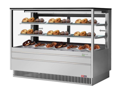 Turbo Air TCGB-72UF-DR-S 72" Straight Glass Full-Service Dry Bakery Display Case, 3 Levels, Stainless Steel Exterior, 115v - Donut-Supplies.Com