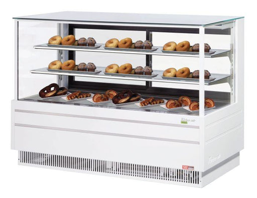 Turbo Air TCGB-72UF-DR-W 72" Straight Glass Full-Service Dry Bakery Display Case, 3 Levels, White Exterior, 115v - Donut-Supplies.Com