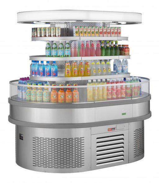 Turbo Air TIOM-20RSRS-N 48" Stainless Steel Vertical Island Open Air Cooler with (4) Levels, 220v/1ph - Donut-Supplies.Com
