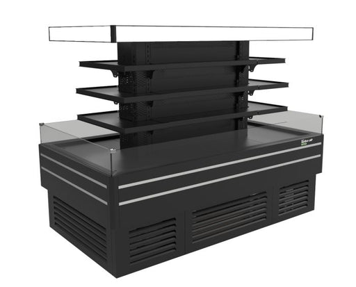 Turbo Air TIOM-36CSCB-N 84" Square Glass Island Open Air Merchandiser, 36 Cu. Ft., Self-Serve, Black, 220v - Donut-Supplies.Com