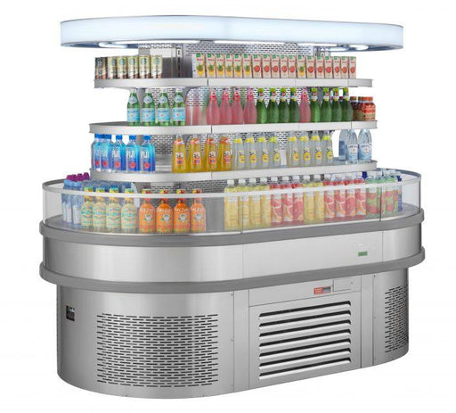 Turbo Air Self-Serve Merchandiser TIOM-36RSRS-N 48" Stainless Steel Open Air Oval Island Display Case - Donut-Supplies.Com