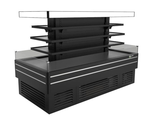Turbo Air TIOM-36CSCB-N 84" Square Glass Island Open Air Merchandiser, 36 Cu. Ft., Self-Serve, Black, 220v - Donut-Supplies.Com
