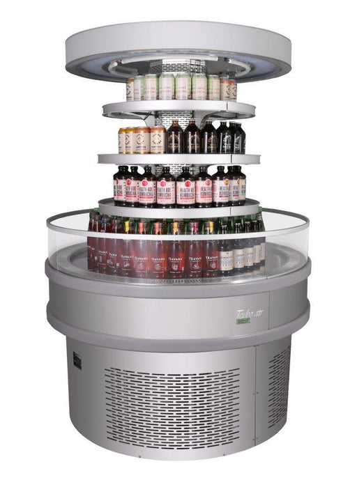 Turbo Air TIOM-48RRS-N 48" Stainless Steel Vertical Round Island Open Air Cooler with (3) Levels, 220v/1ph - Donut-Supplies.Com