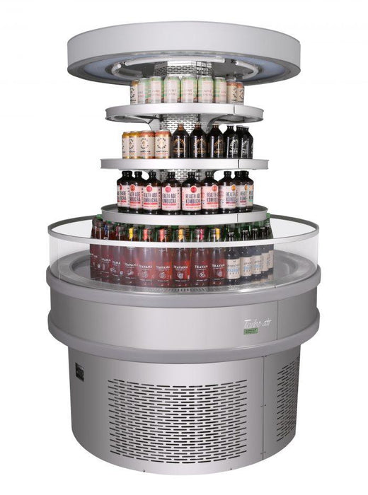 Turbo Air TIOM-48RRS-N 48" Stainless Steel Vertical Round Island Open Air Cooler with (3) Levels, 220v/1ph - Donut-Supplies.Com