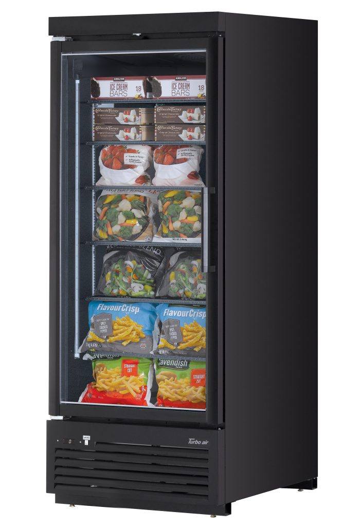 Turbo Air TJMF-30SDB-N 36 5/8" Black Super Deluxe One Section Glass Door Display Freezer – (1) Swing Door, 115v - Donut-Equipment.com