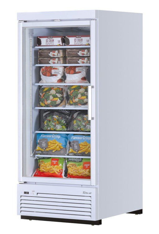 Turbo Air TJMF-30SDW-N 36 5/8" White Super Deluxe One Section Glass Door Display Freezer – (1) Swing Door, 115v - Donut-Supplies.Com