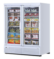 Turbo Air TJMF-55SDW-N 65" White Super Deluxe Two Section Glass Door Display Freezer – (2) Swing Doors, 115v - Donut-Equipment.com