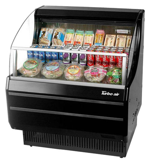 Turbo Air TOM-30SB-N 28" Slim Line Horizontal Open Air Cooler w/ (3) Levels – Black Exterior, 115v - Donut-Supplies.Com