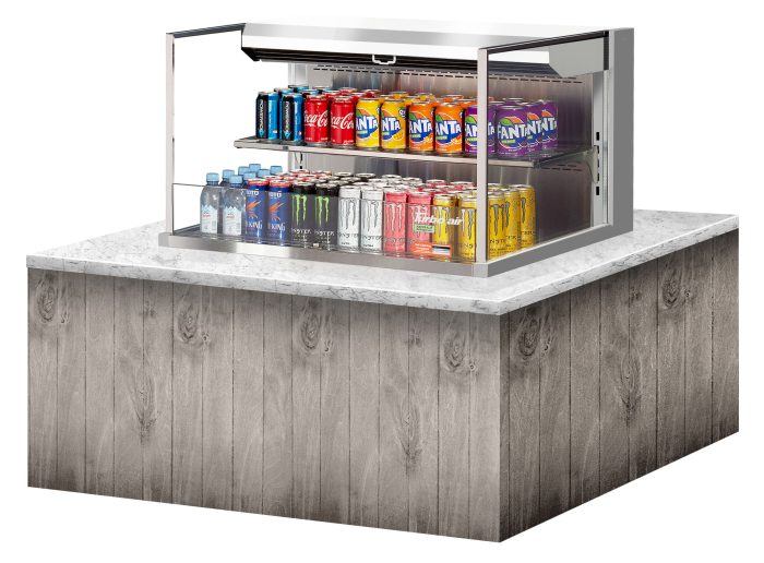 Turbo Air TOM-36L-UF-S-2SI-N 36" Stainless Steel Drop-In Refrigerated Open Display Case Merchandiser – (2) Levels, 1 Shelf, 115v - Donut-Equipment.com